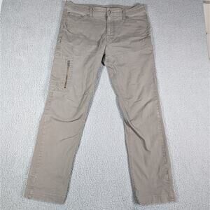 Prana Pants Mens 36x30 Gray Outdoor Hiking Casual Straight Leg Zip Pocket Cotton